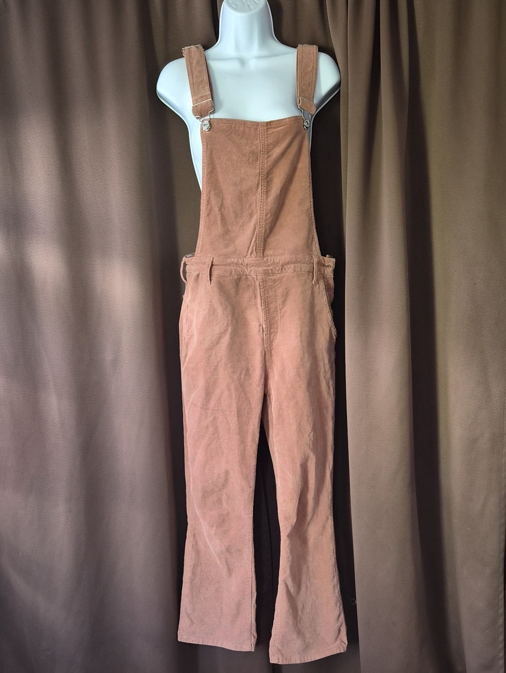 7 For All Mankind Corduroy Suspender Jumpsuit in Penny Brown Medium